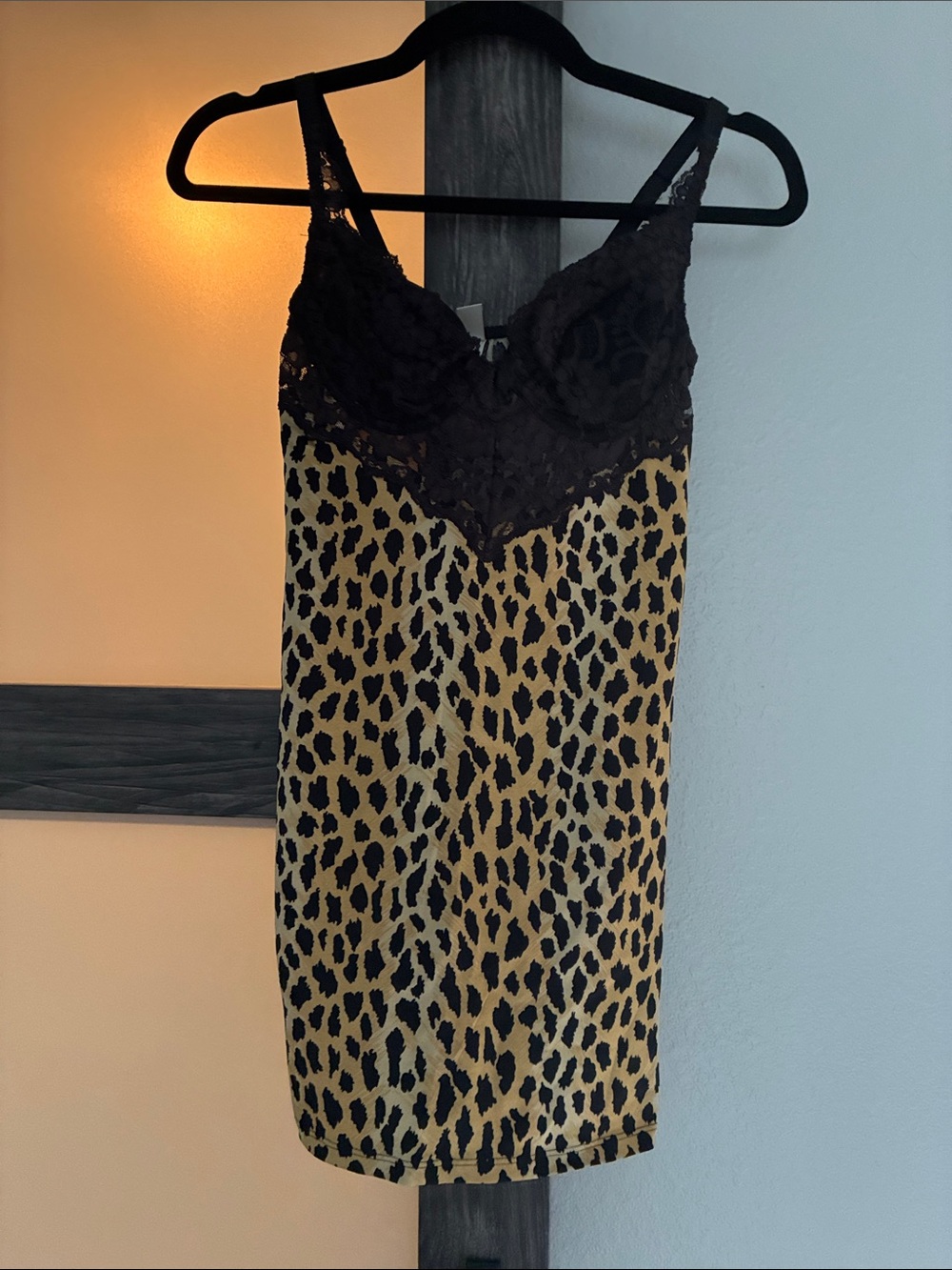 Victoria's Secret Leopard Lace Chemise in Black and Tan Size 36B